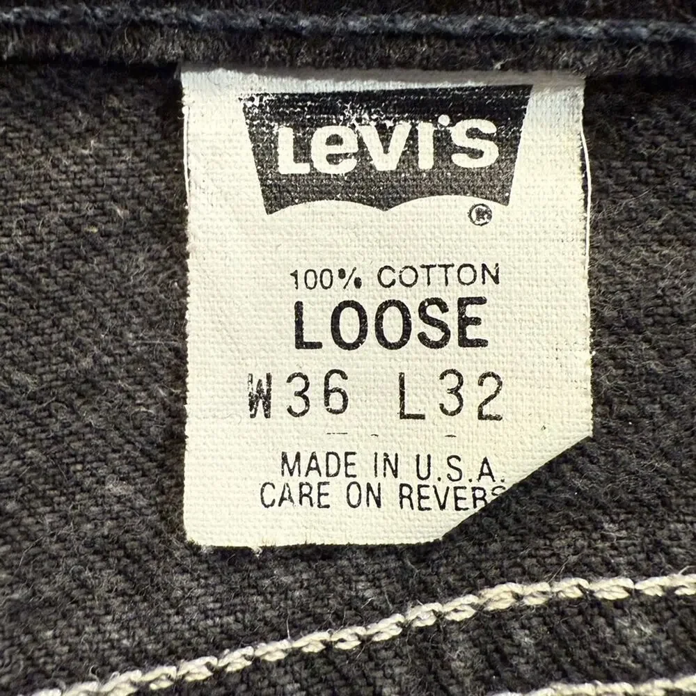 Vintage Levi's Size 36 x 32 Black Cotton Denim 545 Loose Fit Jeans from 1993